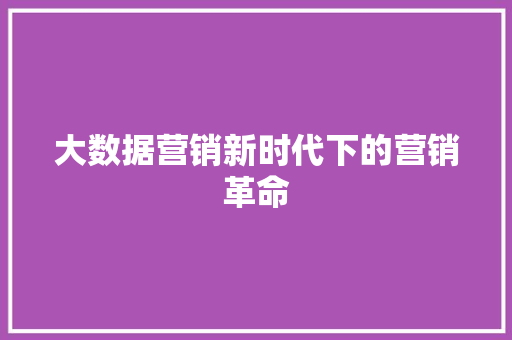 大数据营销新时代下的营销革命