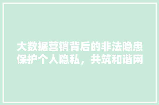 大数据营销背后的非法隐患保护个人隐私，共筑和谐网络