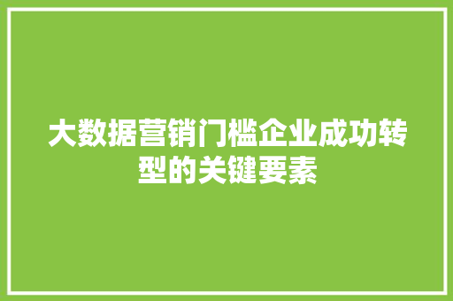 大数据营销门槛企业成功转型的关键要素
