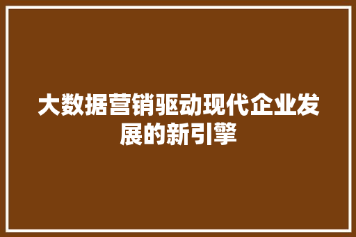 大数据营销驱动现代企业发展的新引擎