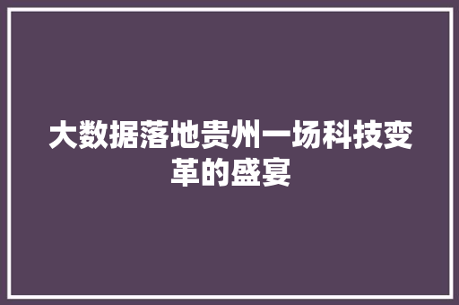 大数据落地贵州一场科技变革的盛宴  第1张