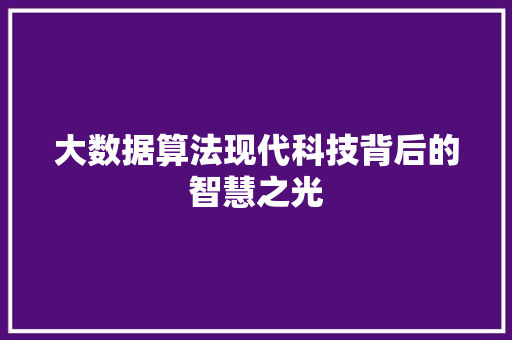 大数据算法现代科技背后的智慧之光