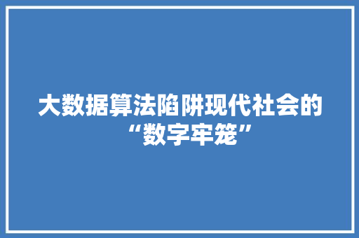 大数据算法陷阱现代社会的“数字牢笼”  第1张