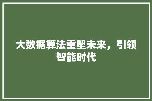 大数据算法重塑未来，引领智能时代  第1张