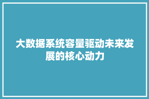 大数据系统容量驱动未来发展的核心动力  第1张