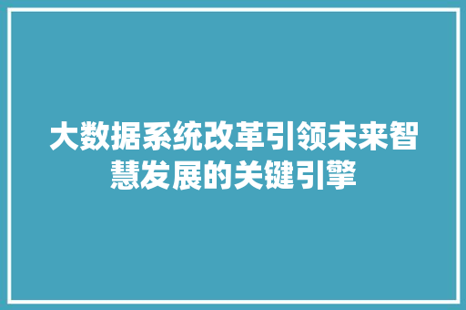 大数据系统改革引领未来智慧发展的关键引擎