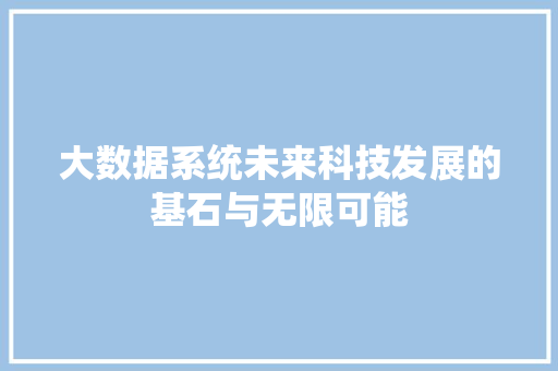 大数据系统未来科技发展的基石与无限可能