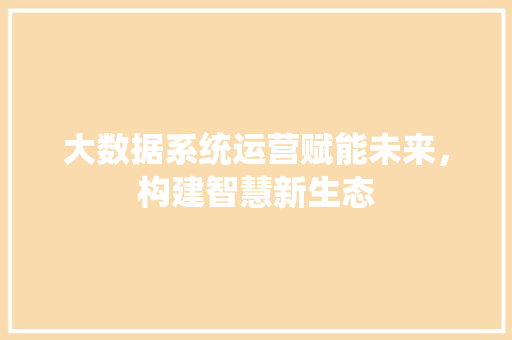 大数据系统运营赋能未来，构建智慧新生态  第1张