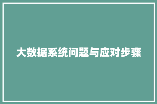 大数据系统问题与应对步骤  第1张