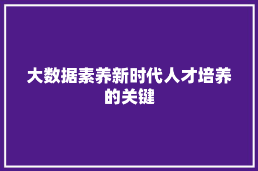 大数据素养新时代人才培养的关键
