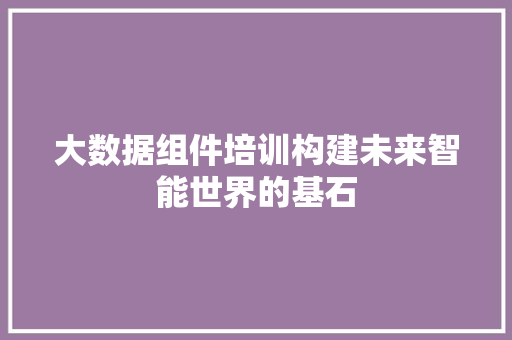 大数据组件培训构建未来智能世界的基石  第1张