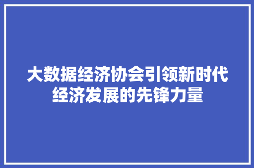 大数据经济协会引领新时代经济发展的先锋力量  第1张
