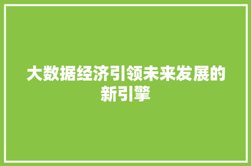 大数据经济引领未来发展的新引擎  第1张
