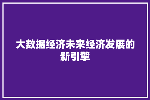 大数据经济未来经济发展的新引擎  第1张