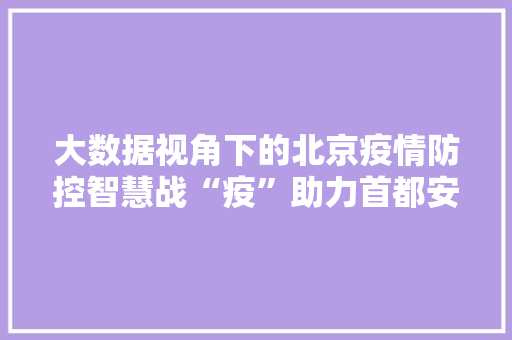 大数据视角下的北京疫情防控智慧战“疫”助力首都安全  第1张
