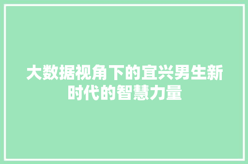 大数据视角下的宜兴男生新时代的智慧力量