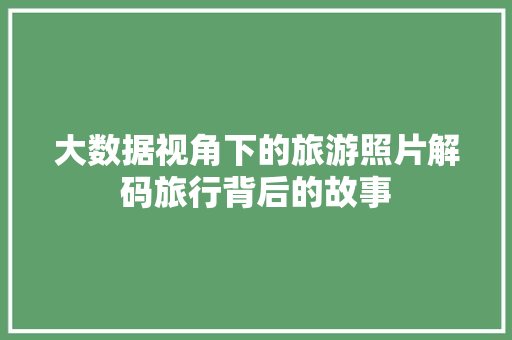 大数据视角下的旅游照片解码旅行背后的故事