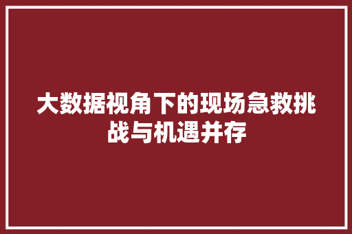 大数据视角下的现场急救挑战与机遇并存  第1张