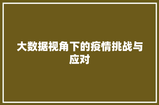大数据视角下的疫情挑战与应对  第1张