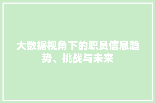 大数据视角下的职员信息趋势、挑战与未来  第1张