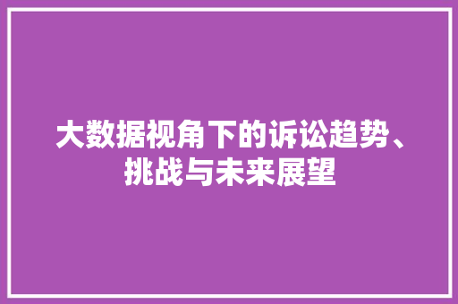 大数据视角下的诉讼趋势、挑战与未来展望