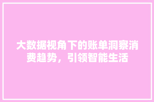 大数据视角下的账单洞察消费趋势，引领智能生活