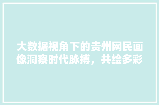大数据视角下的贵州网民画像洞察时代脉搏，共绘多彩贵州