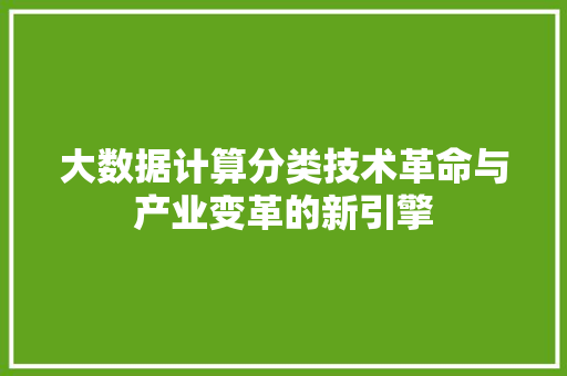 大数据计算分类技术革命与产业变革的新引擎