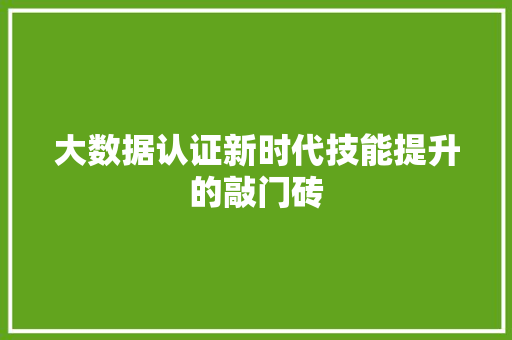 大数据认证新时代技能提升的敲门砖  第1张