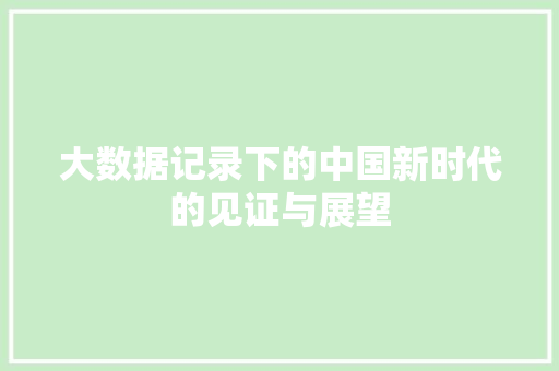 大数据记录下的中国新时代的见证与展望  第1张