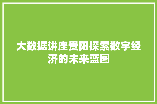 大数据讲座贵阳探索数字经济的未来蓝图  第1张