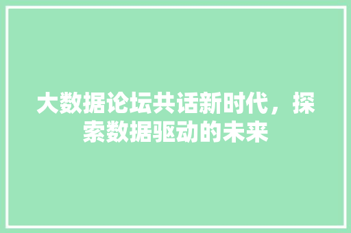 大数据论坛共话新时代，探索数据驱动的未来