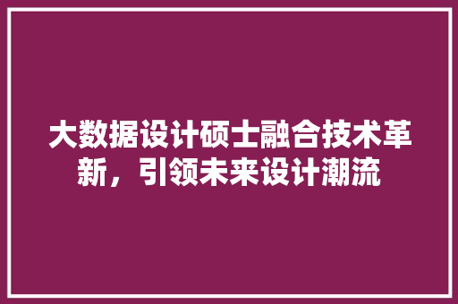 大数据设计硕士融合技术革新，引领未来设计潮流