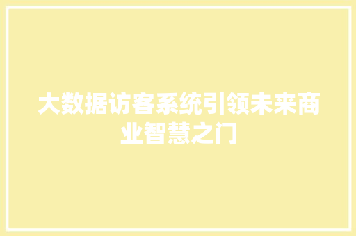 大数据访客系统引领未来商业智慧之门  第1张