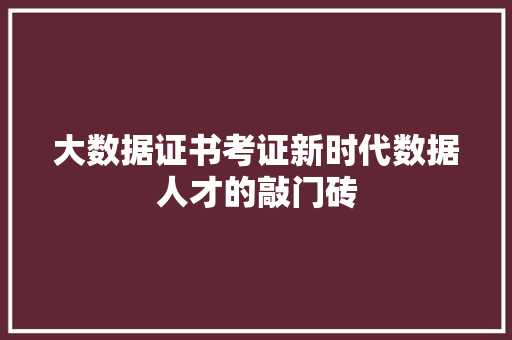 大数据证书考证新时代数据人才的敲门砖  第1张