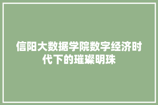 信阳大数据学院数字经济时代下的璀璨明珠  第1张