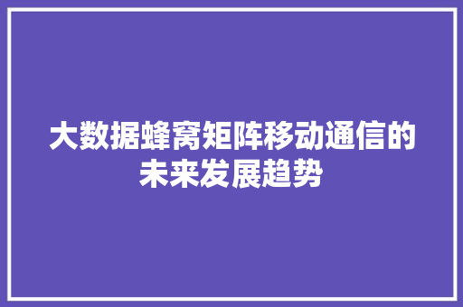 大数据蜂窝矩阵移动通信的未来发展趋势