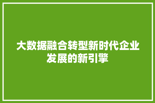 大数据融合转型新时代企业发展的新引擎