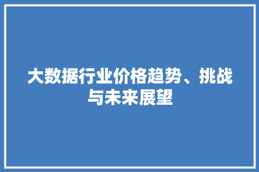 大数据行业价格趋势、挑战与未来展望  第1张