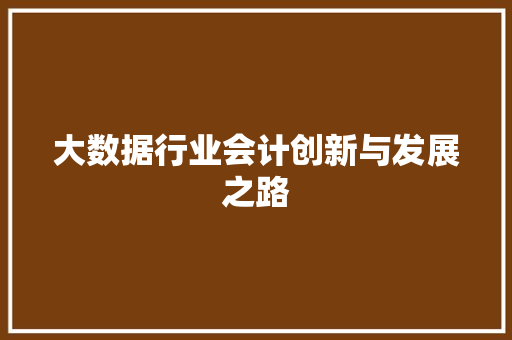 大数据行业会计创新与发展之路  第1张