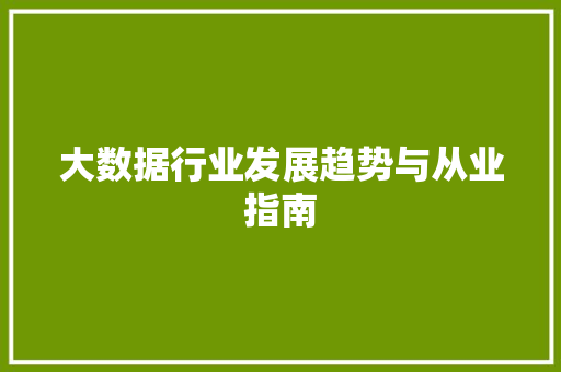 大数据行业发展趋势与从业指南