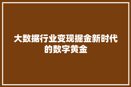大数据行业变现掘金新时代的数字黄金