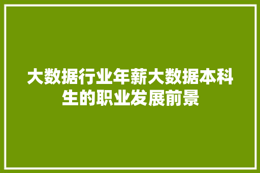 大数据行业年薪大数据本科生的职业发展前景  第1张