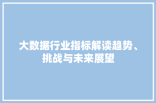大数据行业指标解读趋势、挑战与未来展望