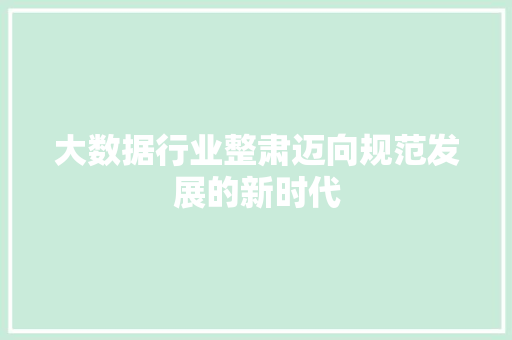 大数据行业整肃迈向规范发展的新时代  第1张
