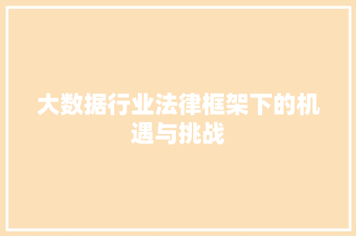 大数据行业法律框架下的机遇与挑战  第1张