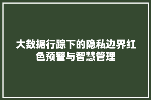 大数据行踪下的隐私边界红色预警与智慧管理  第1张