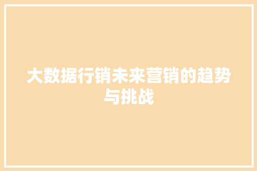 大数据行销未来营销的趋势与挑战  第1张