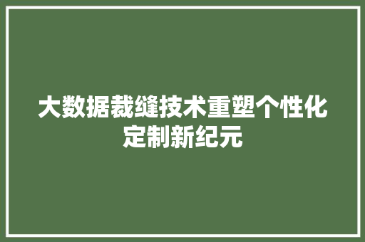 大数据裁缝技术重塑个性化定制新纪元