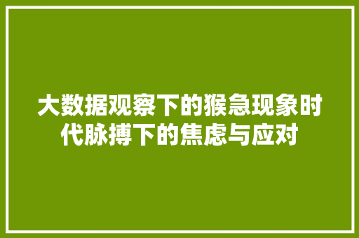 大数据观察下的猴急现象时代脉搏下的焦虑与应对  第1张